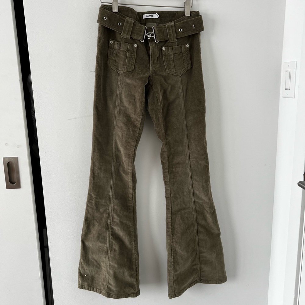 Garage y2k corduroy olive flared jeans Small